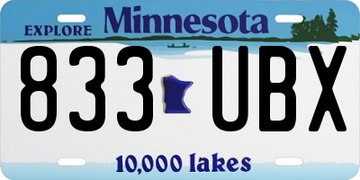 MN license plate 833UBX