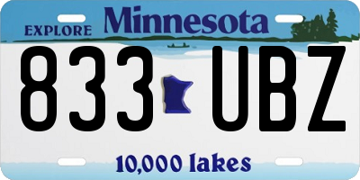 MN license plate 833UBZ