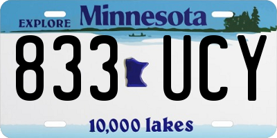 MN license plate 833UCY