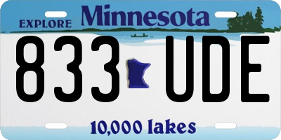 MN license plate 833UDE
