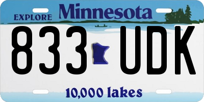 MN license plate 833UDK