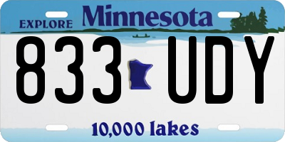 MN license plate 833UDY
