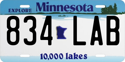 MN license plate 834LAB