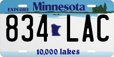 MN license plate 834LAC