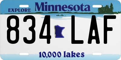 MN license plate 834LAF