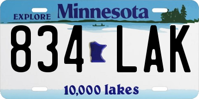 MN license plate 834LAK