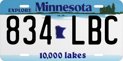 MN license plate 834LBC