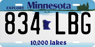 MN license plate 834LBG