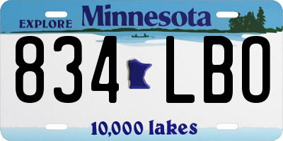 MN license plate 834LBO