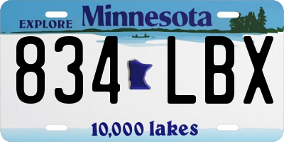MN license plate 834LBX