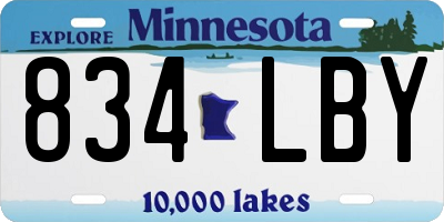 MN license plate 834LBY