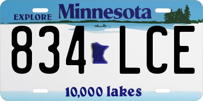 MN license plate 834LCE