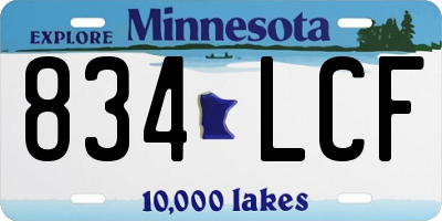 MN license plate 834LCF