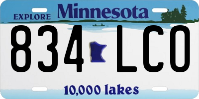 MN license plate 834LCO