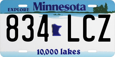 MN license plate 834LCZ