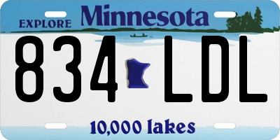 MN license plate 834LDL