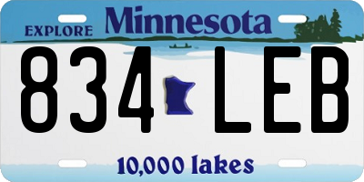 MN license plate 834LEB