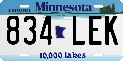 MN license plate 834LEK