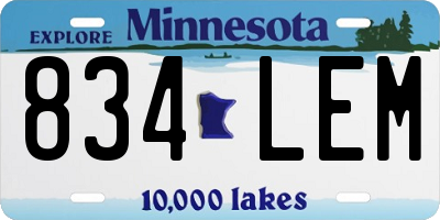 MN license plate 834LEM