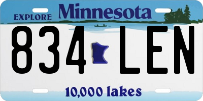 MN license plate 834LEN