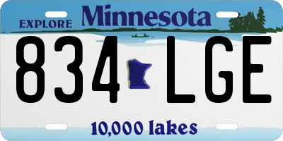 MN license plate 834LGE