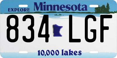 MN license plate 834LGF