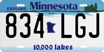 MN license plate 834LGJ