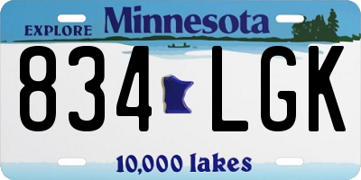 MN license plate 834LGK