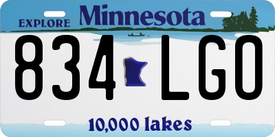 MN license plate 834LGO
