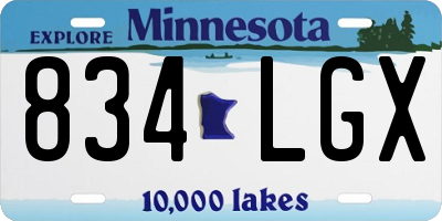 MN license plate 834LGX
