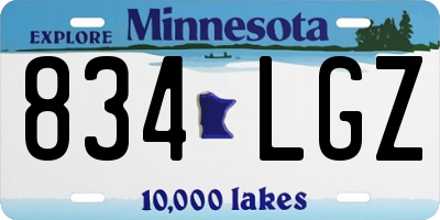 MN license plate 834LGZ