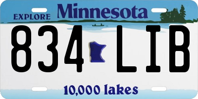 MN license plate 834LIB