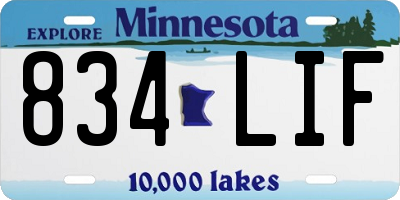 MN license plate 834LIF
