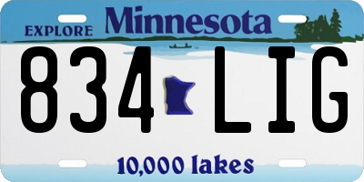 MN license plate 834LIG