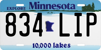 MN license plate 834LIP