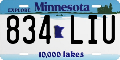 MN license plate 834LIU