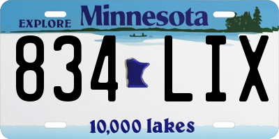 MN license plate 834LIX