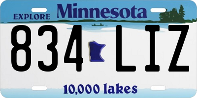 MN license plate 834LIZ
