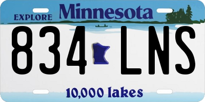 MN license plate 834LNS