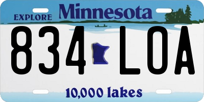 MN license plate 834LOA