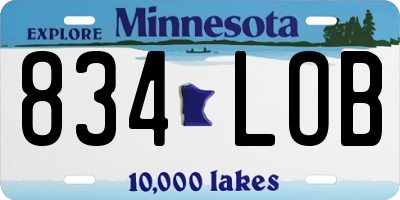 MN license plate 834LOB