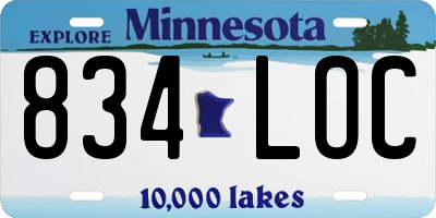 MN license plate 834LOC
