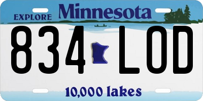 MN license plate 834LOD