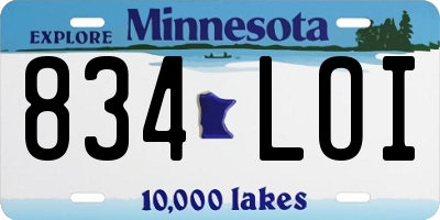 MN license plate 834LOI