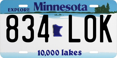 MN license plate 834LOK