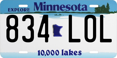 MN license plate 834LOL