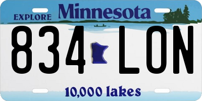 MN license plate 834LON