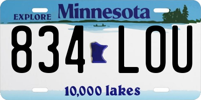 MN license plate 834LOU
