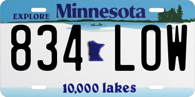 MN license plate 834LOW