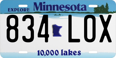 MN license plate 834LOX